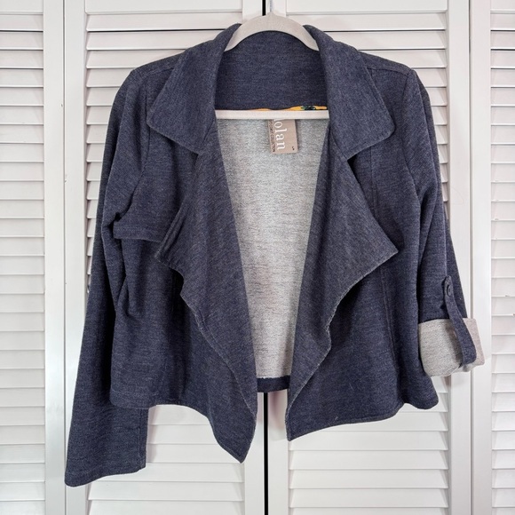 Anthropologie Dolan Chambray Open Cardigan Jacket Dark Blue Waterfall Size Small - Picture 5 of 12
